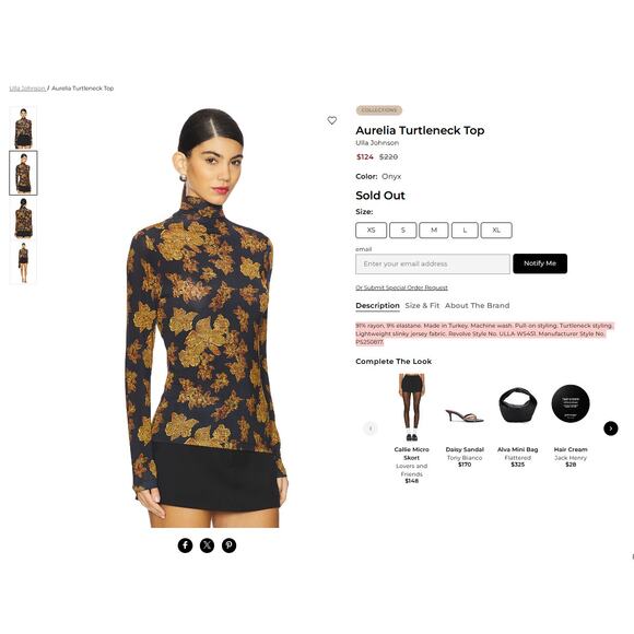 Ulla Johnson Aurelia Turtleneck Top in Onyx - Picture 12 of 12